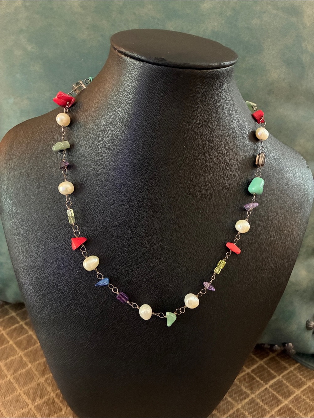Silpada necklace, Sterling silver multistone necklace. 17 1/2 inches.